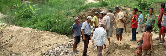ネパールの洪水が多い地域での防災支援